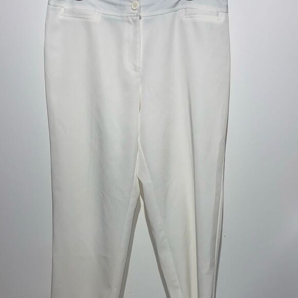 Cato Women's White Solid Straight Wide Leg Dress Pants Size 14 - Picture 1 of 9